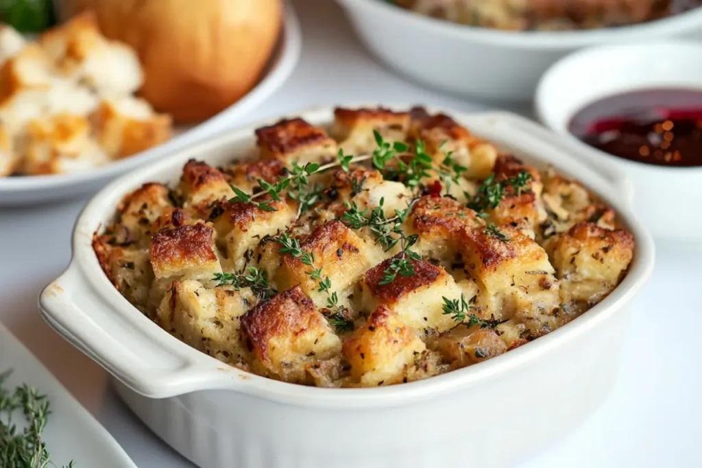 How moist should dressing be before baking