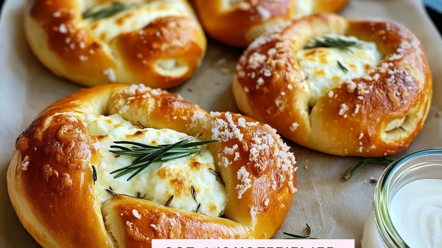 Soft Mozzarella Stuffed Pretzels with Fresh Rosemary